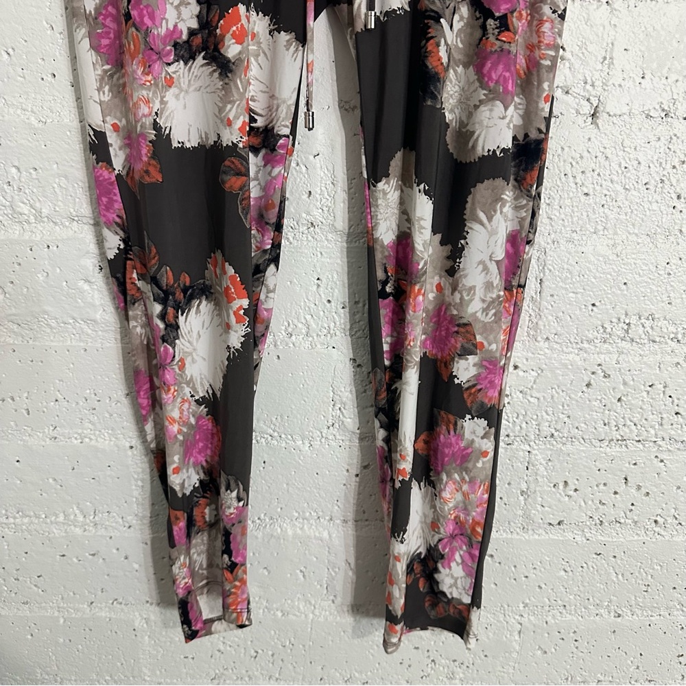 INC International Concepts Pants L Gray Floral Pull On Drawstring Stretch Pocket - Picture 3 of 5
